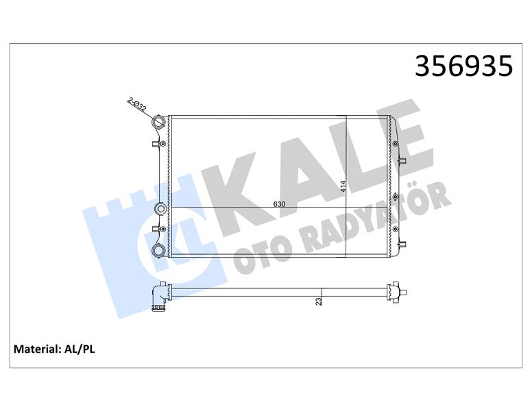 SU RADYATÖRÜ VW POLO 02 SEAT CORDOBA-IBIZA III 02 SKODA FABIA 99 1.2 1.4 1.6 16V 1.9TDI MT AC NAC MEKANİK 630X414X23 6Q0121253Q-6QE121253A
