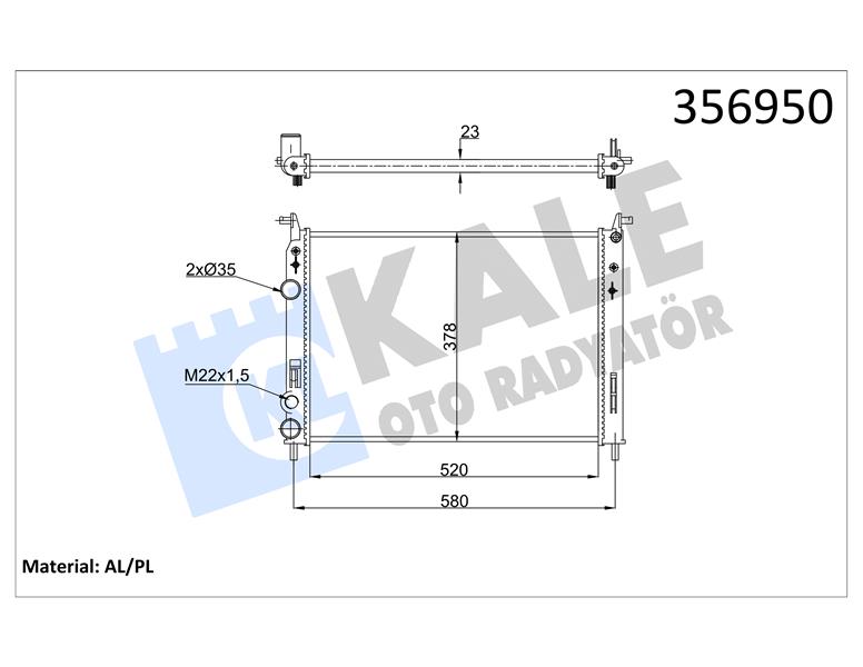 SU RADYATÖRÜ FIAT ALBEA-PALIO-STRADA 1.2 16V 02 MT AC MEKANİK 520X378X23