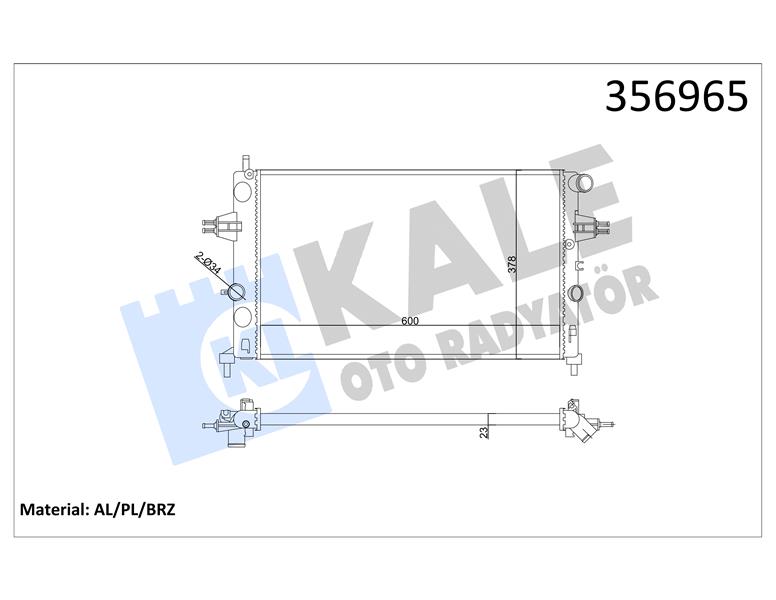 SU RADYATÖRÜ OPEL ASTRA G-ZAFIRA A 1.4 1.6 1.8 2.2 16V 1.6 99 MT MEKANİK 600X378X23 1300214-90570728-93277988-9119486-93177121-90570730-1300189-93277996-9202505-9202506-13150403
