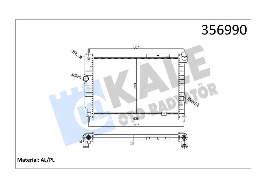 SU RADYATÖRÜ OPEL ASTRA F 1.4 1.6 1.8 16V 2.0 GSI 91 MT MEKANİK 538X359X32 52455053