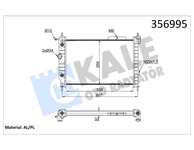 SU RADYATÖRÜ OPEL ASTRA F 1.4I 1.6I 2.0I 1.7D 93-98 AT NAC MEKANİK 538X359X32 90443392
