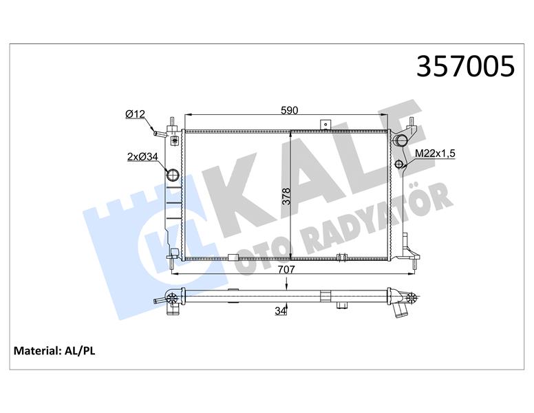 SU RADYATÖRÜ OPEL ASTRA F 1.4I 1.6I 1.8I 2.0I 91 MT AC MEKANİK 590X378X34