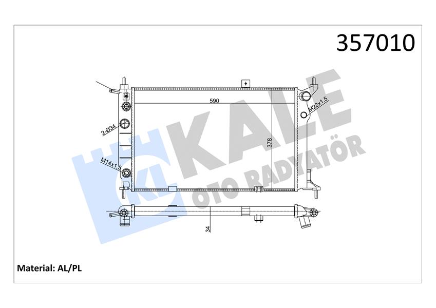 SU RADYATÖRÜ OPEL ASTRA F 1.4I 1.6I 1.8I 2.0I 91 AT AC MEKANİK 590X378X34 1300148