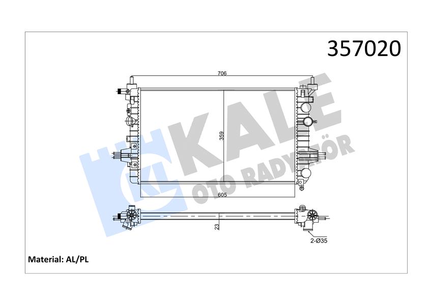 SU RADYATÖRÜ OPEL ASTRA H 04 ZAFIRA 05 1.6 1.8 MT AC NAC MEKANİK 605X359X23
