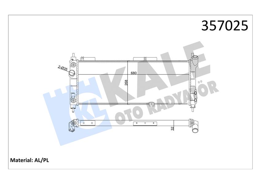 SU RADYATÖRÜ OPEL CORSA B-COMBO-TIGRA 1.2I 1.4I 1.6I 16V 93 AT AC MEKANİK 680X268X32