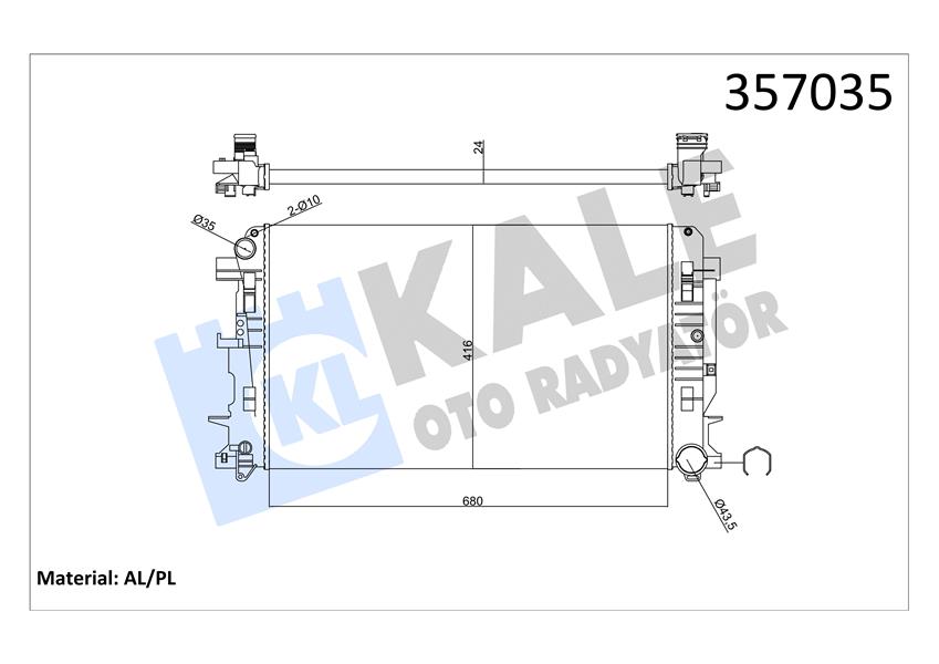 MOTOR SU RADYATORU MERCEDES SPRINTER B906 . VW CRAFTER 30-35-50 680X416X24
