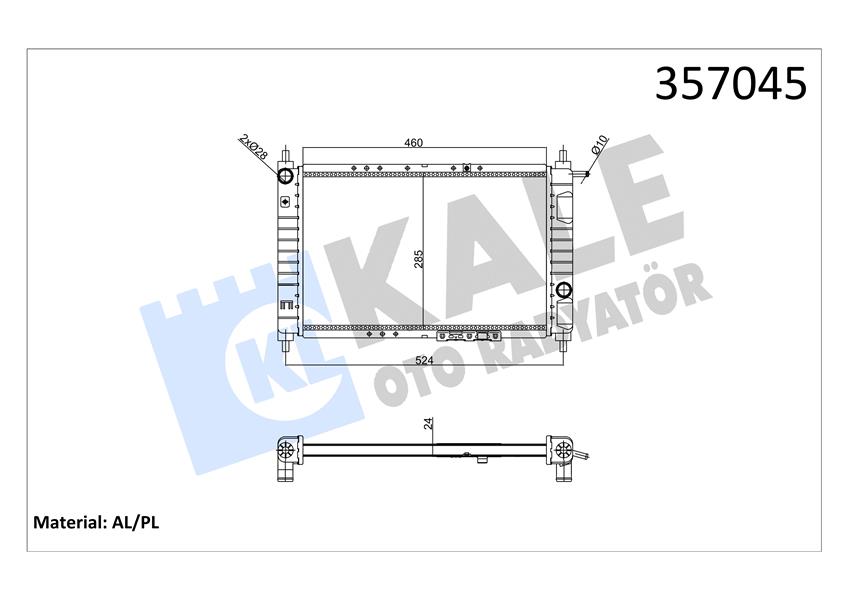 341930 SU RADYATÖRÜ DAEWOO MATIZ 0.8 98 MT MEKANİK 460X285X24