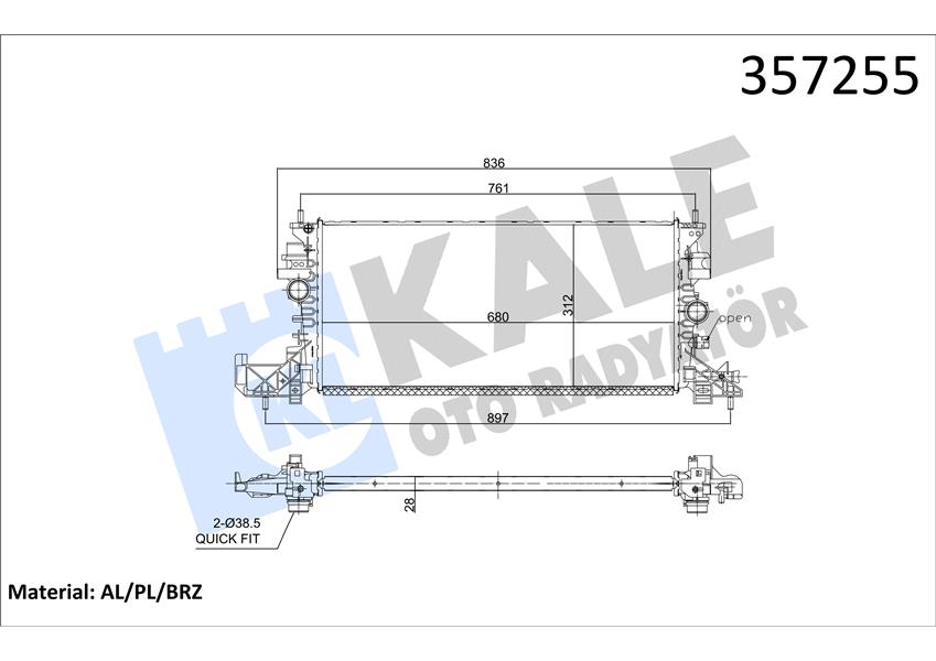 RADYATÖR AL/BRZ OPEL ASTRA K B16 1.0 1.2 1.4 1.6 TURBO 1.5CRDI 1.6CDTI 15 MT