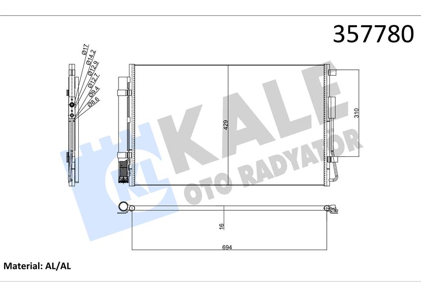 KONDENSER HYUNDAI GRAND SANTA F 3.0 GDI 14--SANTA F III 2.4 12--SANTA F III 2.4 GDI 15-