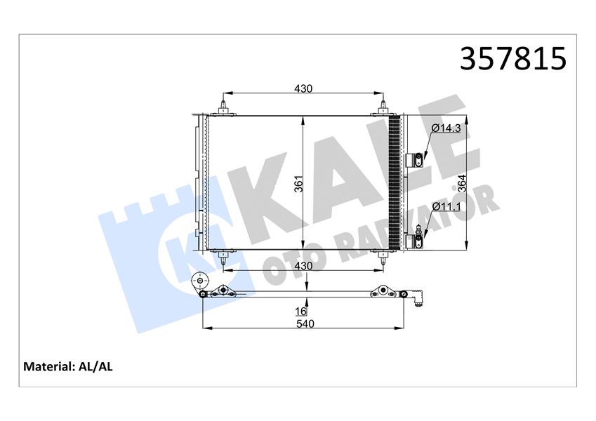 KLİMA RADYATÖRÜ KONDENSER PEUGEOT P307-P307 SW CITROEN C4-C5 2.0 HDI 01- AL/AL