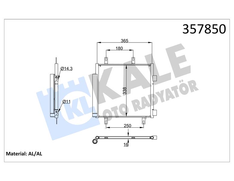 KLİMA RADYATÖRÜ KONDENSERİ P107 05 14 1.0İ 12V-1.4HDİ 05 C1 1.0İ 12V-1.4HDİ 05 AL/AL