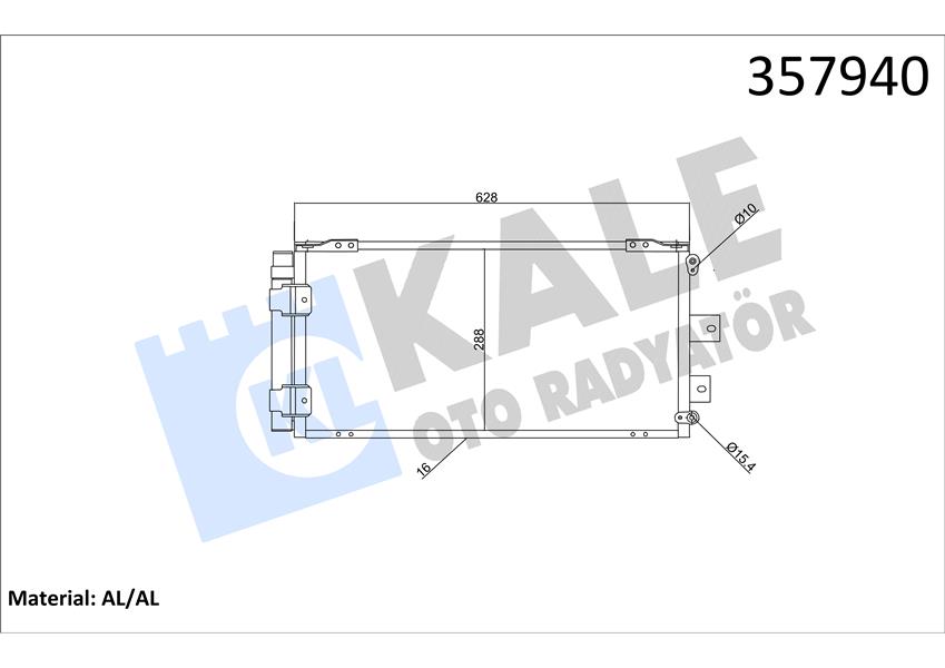 KONDENSER AL/BRZ TOYOTA COROLLA 1.4 1.6 1.4/1.6 16V 1.9D 97 02- KURUTUCULU