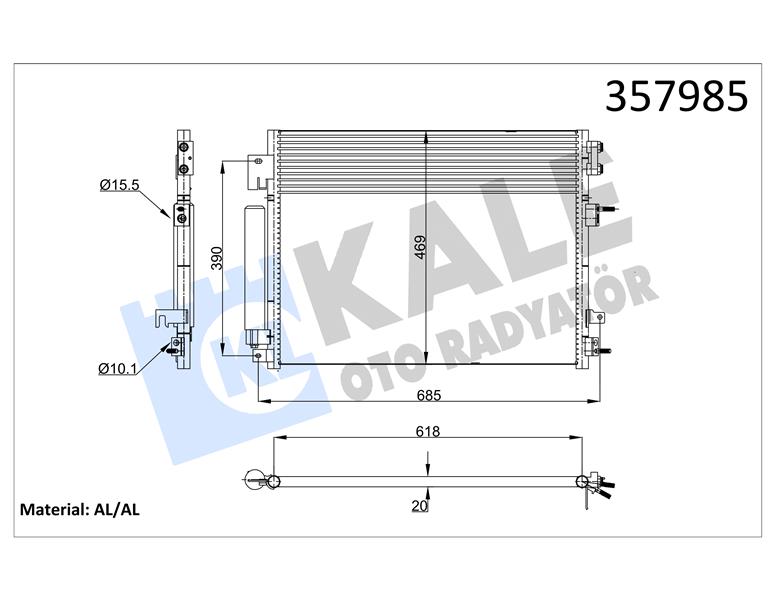 KONDENSER CHRYSLER 300C 3.6-DODGE CHARGER 3.6 5.7 6.4-LANCIA THEMA XL 3.6 3.6 4WD 11 KURUTUCU İLE BRAZING AL-AL 593X469X20 KLİMA RADYATÖRÜ