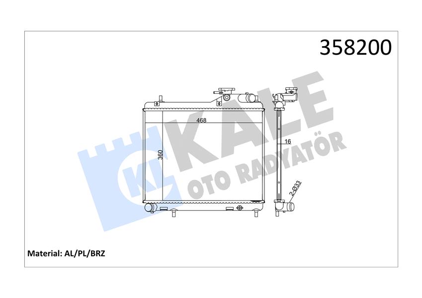 RADYATÖR ACCENT ADMIRE 1.5 CRDI 02-05 MEK AC KLİMASIZ AL/PL/BRZ 360X471X16