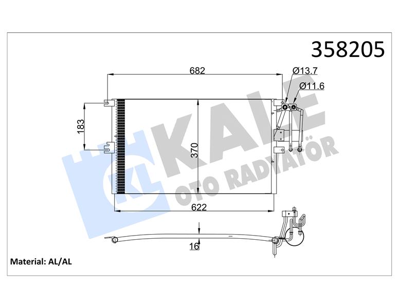 KLİMA RADYATÖRÜ KONDENSERİ VECTRA B 95-02 AL/AL 625X370X20