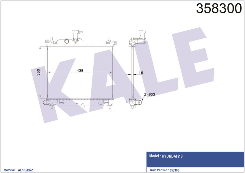 RADYATÖR HYUNDAI İ10 350X438X16 AL-PL-BRZ