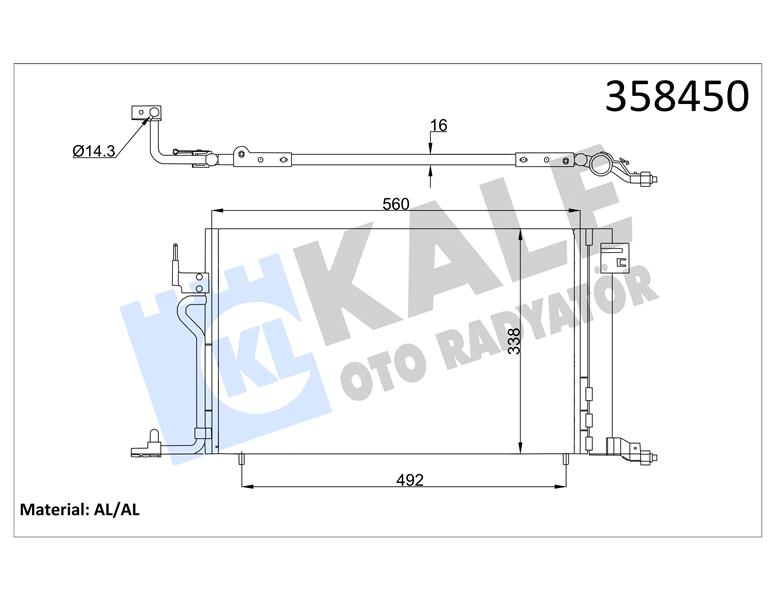 345215 KLİMA KONDENSERİ 306 96 535X343X16 OTO.-MEK. AL/AL