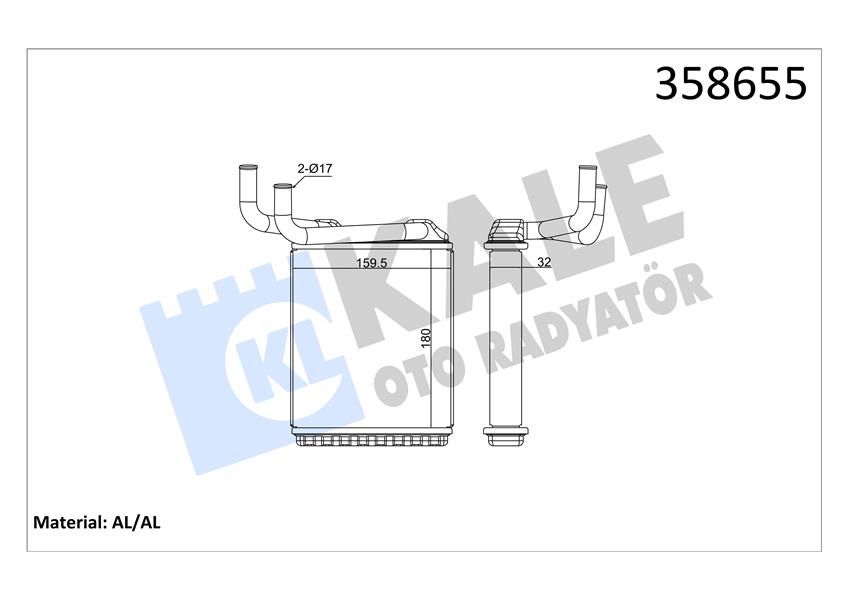 KALORİFER MITSUBISHI CANTER FE659 7.5T 01 10 BRAZING AL-AL 32MM KALORİFER RADYATÖRÜ