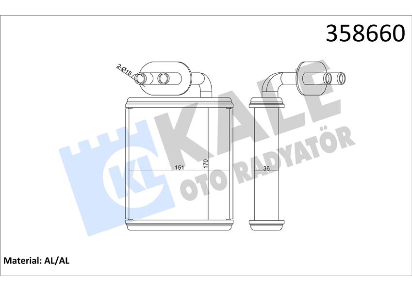 KALORİFER ISUZU NPR66 ŞAMPIYON 4HF1 BORULU BRAZING AL-AL 170X151X36 KALORİFER RADYATÖRÜ