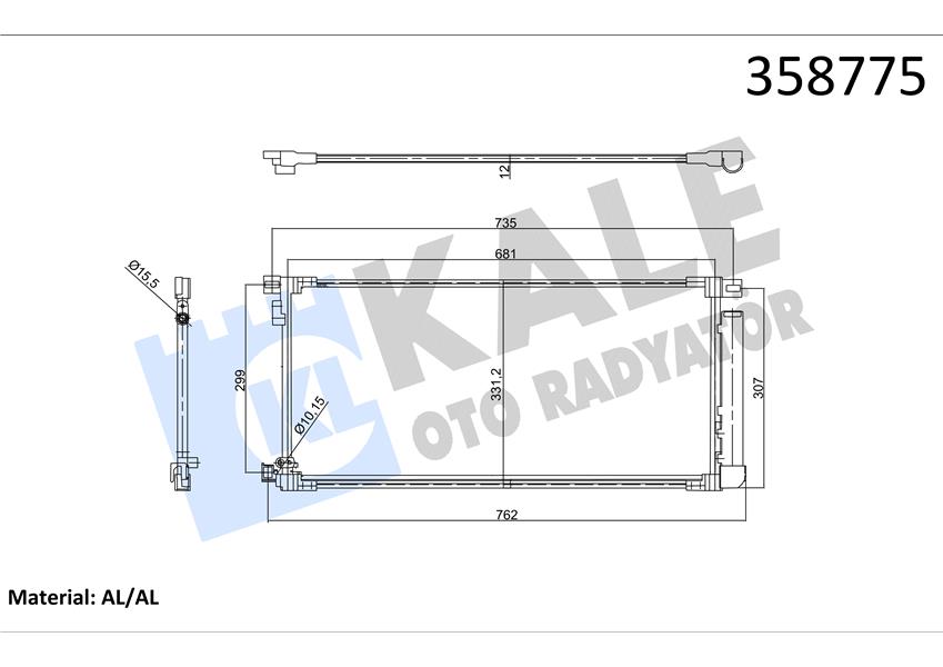 KONDENSER AL/BRZ TOYOTA AURIS 1.2 VVTI 15-18 -AURIS TOURING SPORTS 1.2 VVTI 15-18- KURUTUCULU