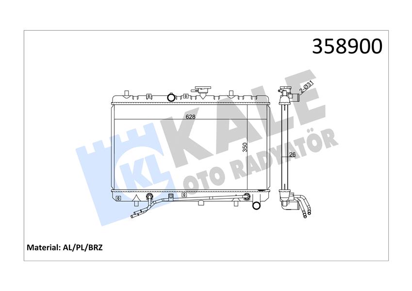 RADYATÖR KIA RIO AL/PL/BRZ 350X628X26