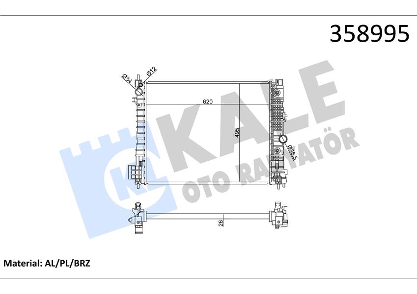 RADYATÖR OPEL MOKKA 1.4-1.6 12- MOKKA X 1.4-1.6 CDTI 12- 1300365-1300366-42418327-94552132