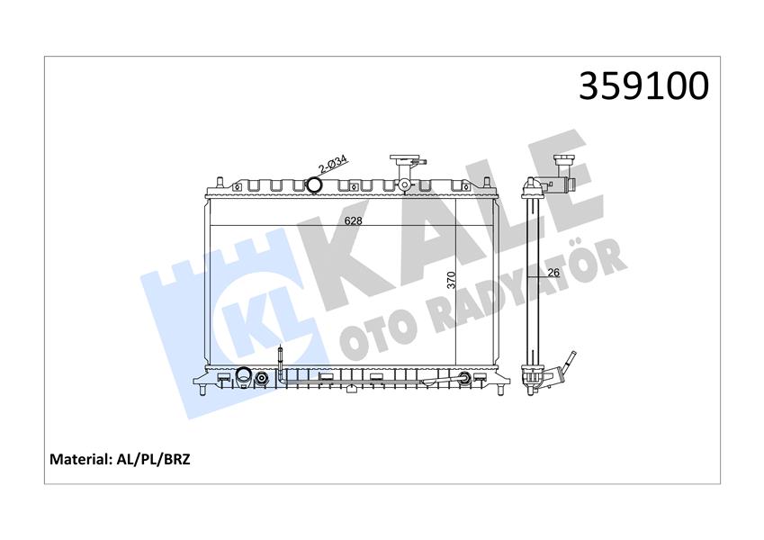 X RADYATÖR KIA RIO II 1.4 16V-1.6 16V-CWT 05 MEKANİK AC /- AL/PL/BRZ 370X645X26