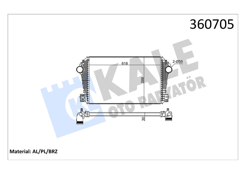 INTERCOOLER VOLKSWAGEN AMAROK 2.0TDI 10 CDBA-CDCA-CNFA-CNFB BRAZING 30MM TURBO RADYATÖRÜ