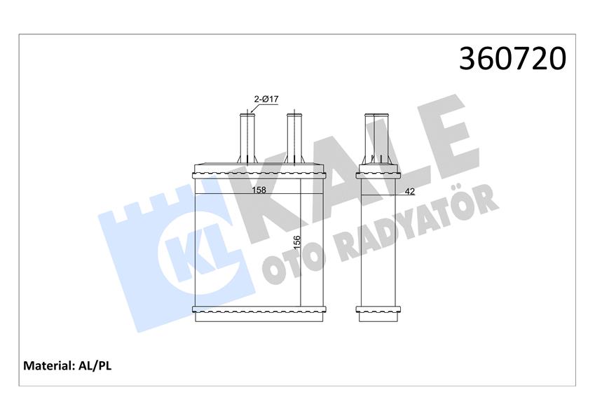 KALORİFER KIA SPORTAGE K00 2.0İ 94 04 BORULU MEKANİK 156X158X42 KALORİFER RADYATÖRÜ