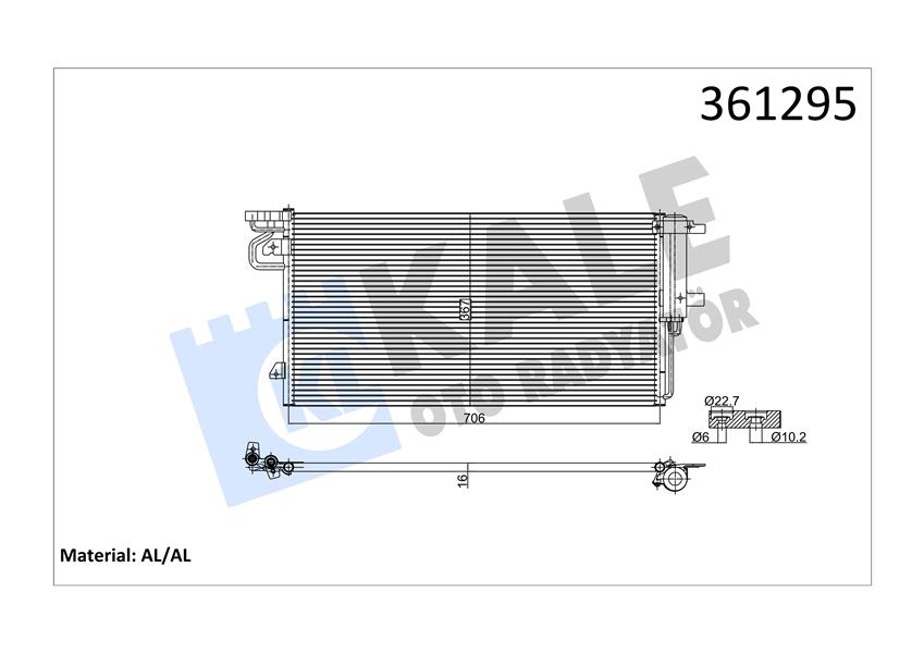 KLIMA RADYATORU KONDENSERİ FOCUS III 11 C-MAX II 15 KUGA 13 TOURNEO CONNECT 18 1.5 ECOBOOST 88K W 120PS KURUTUCU İLE BRAZING AL-AL 706X367X16