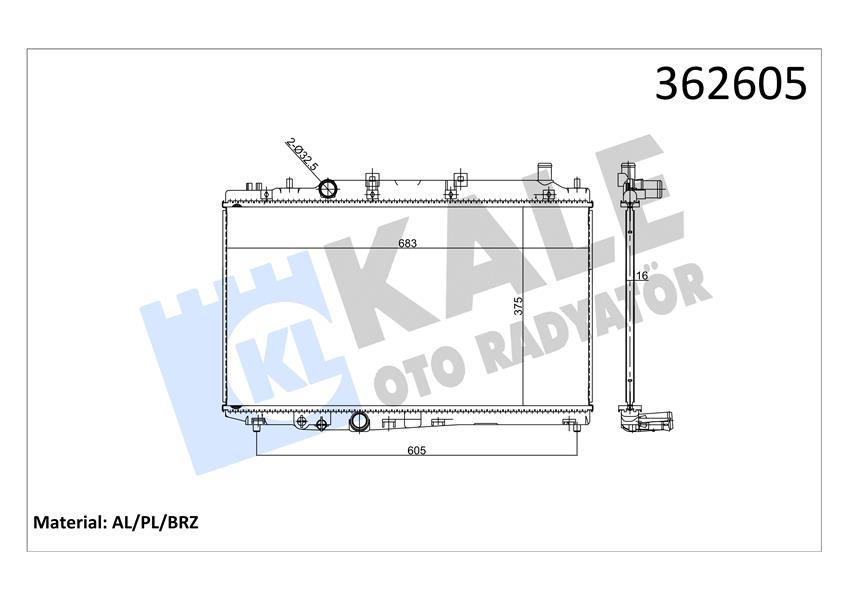 SU RADYATÖRÜ HONDA HRV 1.8 15-18 MT BRAZING 375X683X16