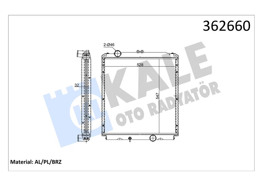 SU RADYATÖRÜ BAKIR VERSİYONU KL122200 MITSUBISHI CANTER 659 5.0 94-97 BRAZING 547X528X32