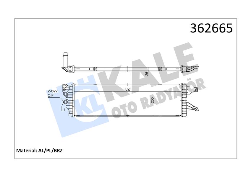 DÜŞÜK SICAKLIK SOĞUTUCU-TURBO ŞARJ SOĞUTUCU VW MULTIVAN VI-TRANSPORTER-CARAVELLE VI 2.0TDI 15-19 697X200X26