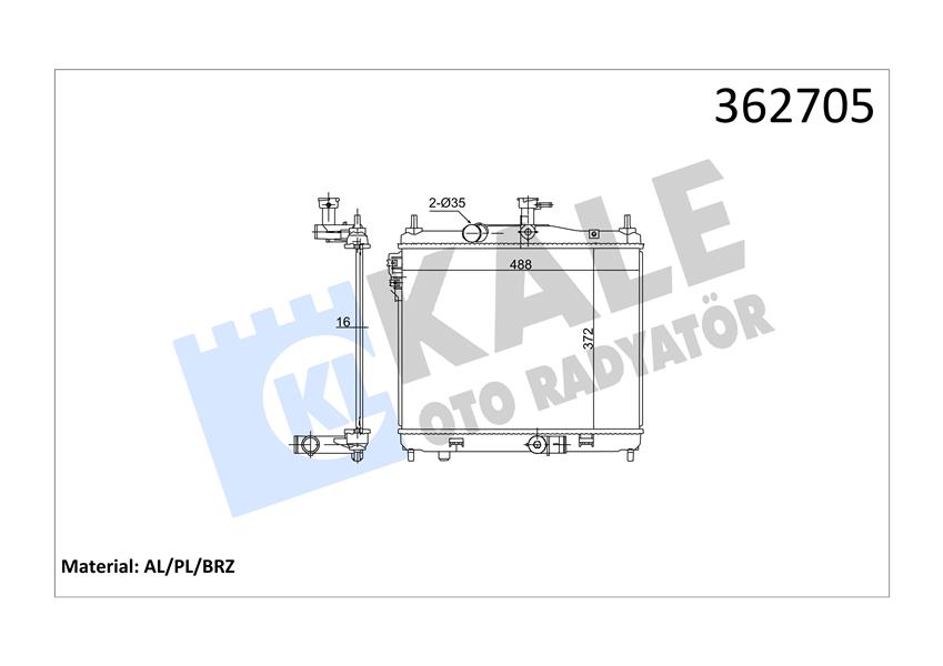 RADYATÖR HYUNDAI GETZ 1.5CRDI 06 MT AC-NAC BRAZING 372X488X16 SU RADYATÖRÜ