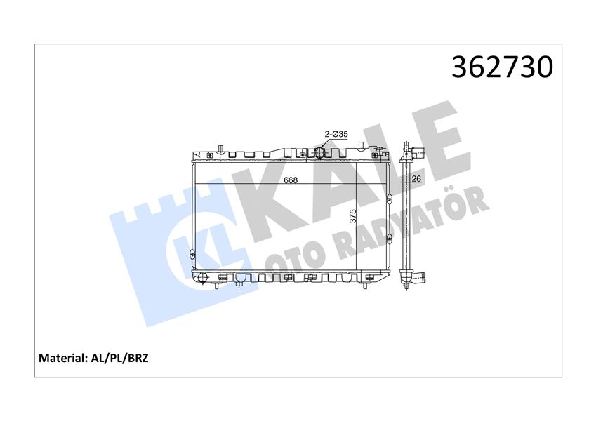RADYATÖR KIA CERATO 1.5CRDI 05 MT BRAZING 375X668X26 SU RADYATÖRÜ