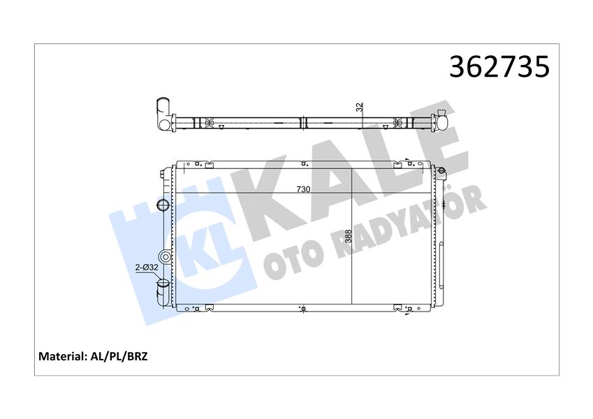 351020 MOTOR SU RADYATÖRÜ RENAULT MASTER II 01 OPEL MOVANO 01 1.9DCİ 2.5DCİ 2.8 DTI MT AC-NAC BRAZING 730X388X32