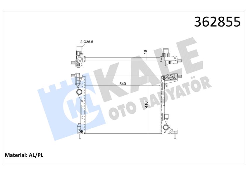 SU RADYATÖRÜ FIAT 500L 1.4 12 MT MEKANİK 540X416X18