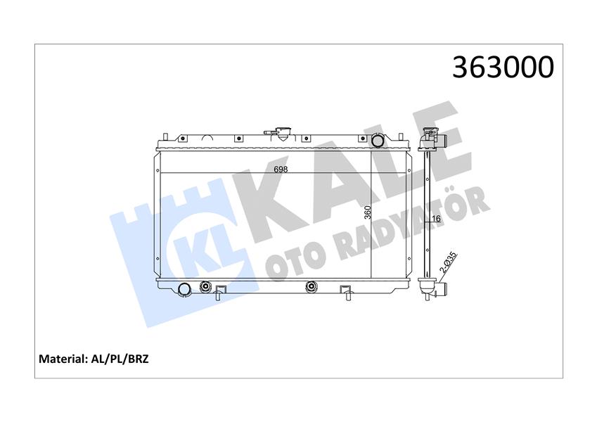 X RADYATÖR NISSAN PRIMERA WP11/P11 AL/PL/BRZ 360X698X16