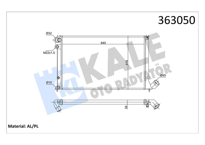 RADYATÖR 406 95-04 1.8-2.0 16V AC MEK OTOM 640X414X34