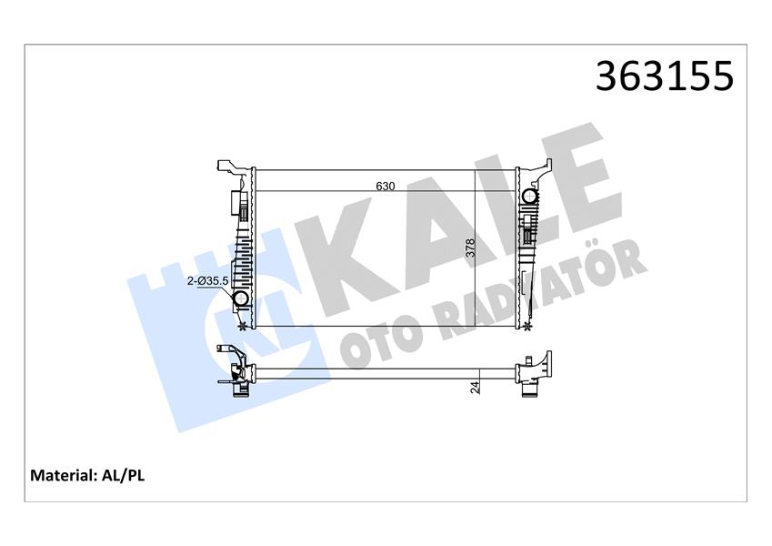 BRAZING VERSİYONU KL346205 DACIA DUSTER 1.5DCI K9K 892-894-896-898 4X4 110HP 10 AC MT MEKAN İK 630X378X24 SU RADYATÖRÜ