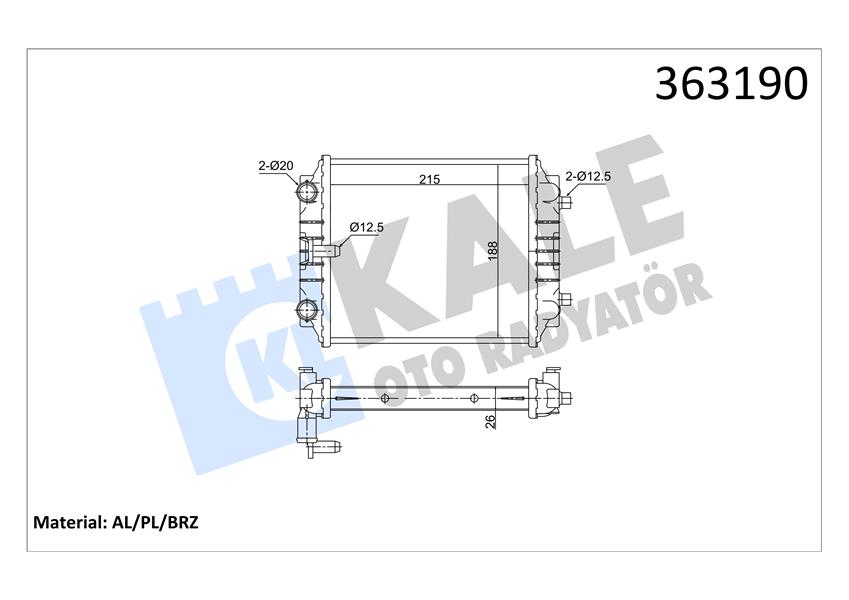 AUDI A1 A3 S3 TT 12 20 - SEAT LEON 2.0 CUPRA 13 20 - SKODA SUPERB 2.0TSI 4X4 15 - VOLKSWAGEN GOLF GTI GOLF JETTA PASSAT 2.0TSI 14 CJX DJH 280HP 310HP AT ARA SOĞUTUCU BRAZING 215X188X26 S