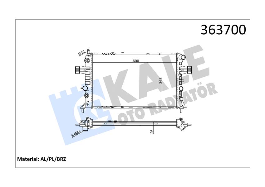 RADYATÖR ASTRA G-ZAFIRA A AL/PL/BRZ 600X368X40