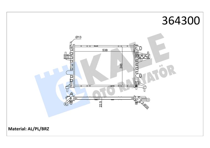 RADYATÖR CORSA C-COMBO-TIGRA 1.0-1.2-1.2 16V-1.4-1.4 16V AC KLİMASIZ MEK 545X359X23 1300236-9201955-25555161-24445162