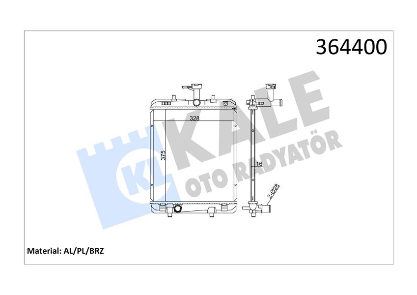RADYATÖR P107-C1-AYGO K4R 1.0 MEKANİK 375X328X16 AL-PL-BRZ