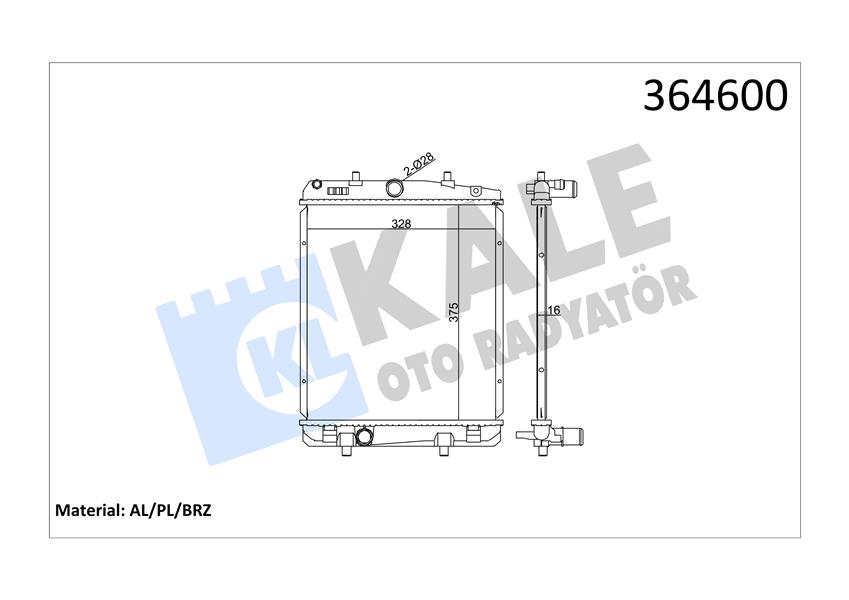 X RADYATÖR P107-C1 DV4TD 1.4HDI 8V-TOYOTA AYGO D4D MEKANİK 375X328X16 AL-PL-BRZ