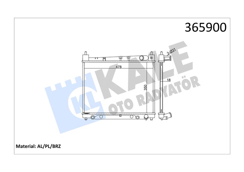 RADYATÖR YARIS-YARIS VERSO AL/PL/BRZ 350X478X16