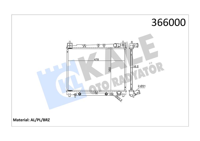 RADYATÖR YARIS-YARIS VERSO AL/PL/BRZ 350X478X16