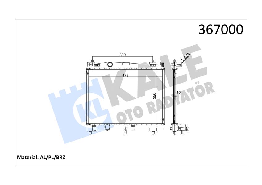 RADYATÖR YARIS 1.0-1.3 VVTİ 05 AL/PL/BRZ 350X478X16