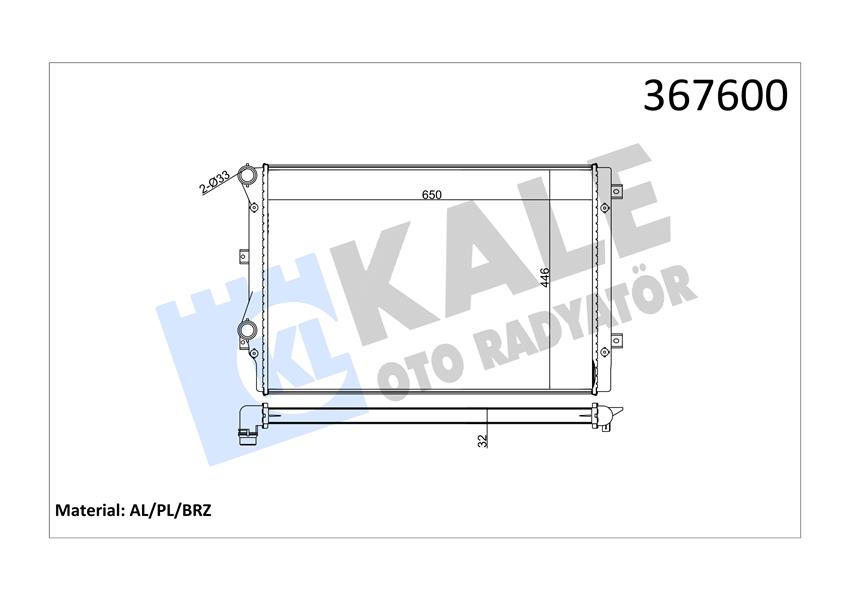 SU RADYATÖRÜ AUDI A3-TT 04 SEAT ALTEA-LEON-TOLEDO III 07 SKODA OCTAVIA-SUPEB-YETI 07 VW GOLF VI- JETTA III-IV-PASSAT-SCIROCCO 09 1.8 2.0TFSI-TSI MT BRAZING 650X446X32 5K0121253B-1K0121251BB