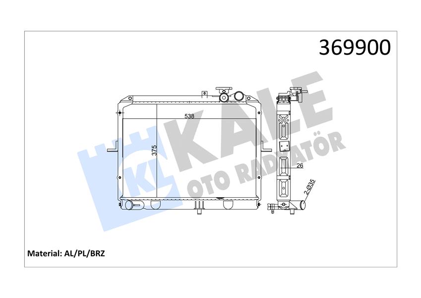 RADYATÖR KIA PREGIO AL/PL/BRZ 375X538X26